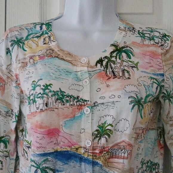 Talbots tropical beach ocean button down super soft cardigan Sz XS NWOT - Picture 3 of 5